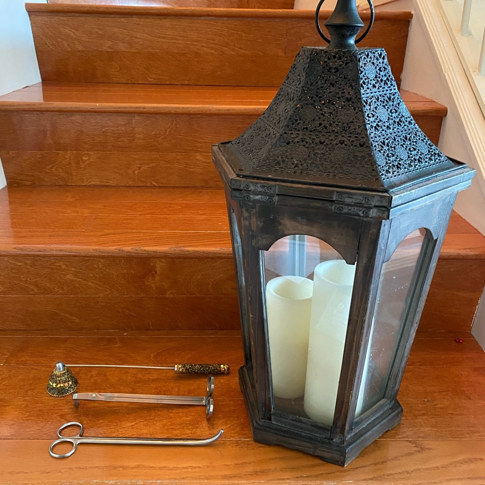 Elegant Black Lantern with Candles